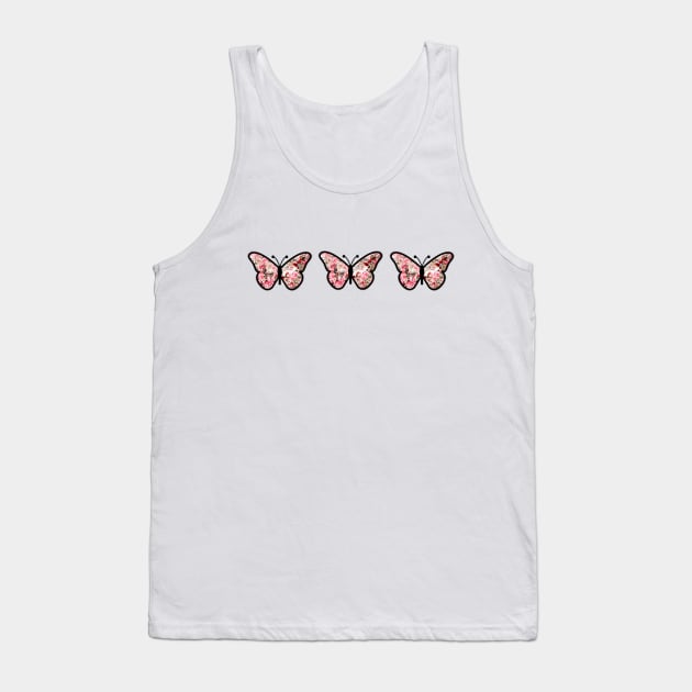 Floral Pattern Butterflies Tank Top by KC Morcom aka KCM Gems n Bling aka KCM Inspirations